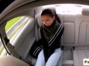 Redhead Czech babe blowjob in car