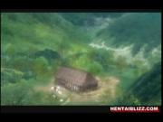 Busty Japanese hentai caught and hot poked by old guy