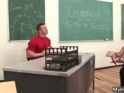 Hot ebony babe gets horny stripping for her teacher by