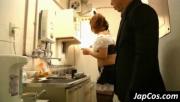 Asian waitress gets ass licked