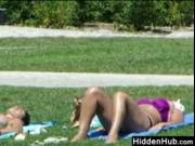 Topless Girls Tanning Outside