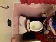 Gay jocks Unloading In The Toilet Bowl