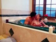 Slim ex girlfriend working huge dick in the bathtub