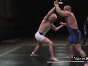 Muscle bare gays wrestling on mats