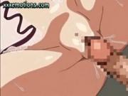 Anime redhead drinking hot sperm