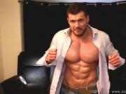 Ripped Muscle Man Jerking Off In Jeans