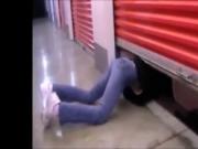 Milf stuck under the garage -More On HDMilfCam.com