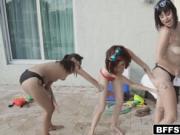 Teens in an intense lesbian fucking