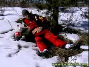 Gay men tied up outdoors Roma Smokes In The Snow