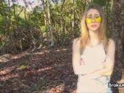 Sucked by a hottie for cash in public park