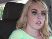 Blonde teen sucks and fucks in car