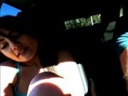 Horny teen Adria Rae fucks a big fat cock in the car