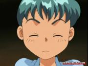 Hentai cutie handjob and licking stiff cock