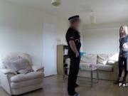 English blonde fucks fake cop in her flat