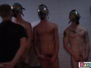 Gas masked dudes engage in hot gay orgy