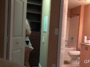 Cute girlfriend rubs and licks hard pecker