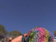 Cop facialized blonde babe outdoors
