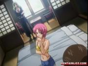 Busty Japanese hentai blowjob a cock