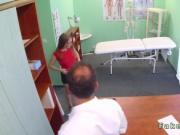 Doctor fuck brunette patient on the desk