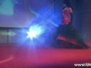 Hot ebony haired in red lingerie gives crazy lapdance i