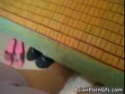 Sexy asian brunette slut gets pounded hard on the floor