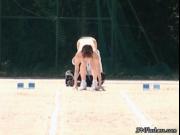 Naked Japanese girl doing track running outdoor by JPNF