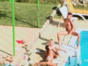 Natasha Shy and her hot lesbo girls in pool orgy party