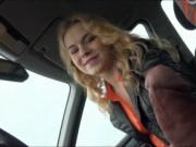 Amateur blonde teen Nishe pussy drilled in the backseat