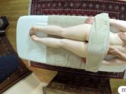 Busty redhead learning to be a masseuse