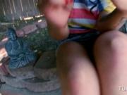 Tugjob in POV outdoor with gorgeous amateur babe