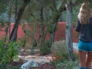 Outdoor pussy masturbation with russian sex doll Sasha
