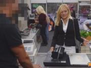 Blonde milf becomes a prostitute in a pawn shop