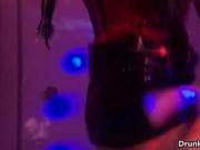 Horny drunk girls with big boobs are enjoying their les
