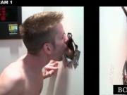 Blonde gay fills his mouth with gloryhole cock