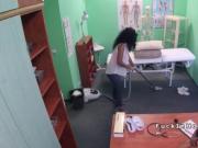 Doctor fucks black cleaning lady in office