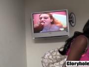 ebony cutie visits the glory hole