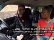 Driving instructor banging busty black babe