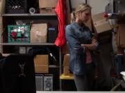 Blonde shoplifter sucking doggy style big cock