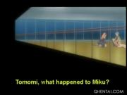 Hentai teen in huge tits riding hard pecker on the floo