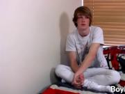 Lovely blonde twink Kai Alexander whips it out and abou