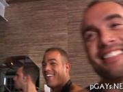 Group of gays enjoy anal action