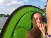 Skinny ginger teen Eveline getting boinked on camping s