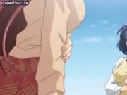 Brunette anime milf sucks dick