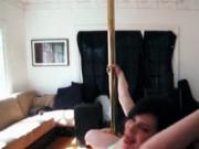 Brunette pole dancer giving BJ in POV style