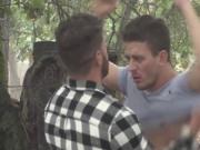 Two delicious hunks have outdoor sex after a good ATV r
