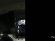 Beautiful Brit gags big cock in cab