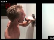 Straight dude enjoying gay oral sex on gloryhole