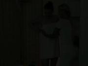 Brunette gets feet and boobs massage