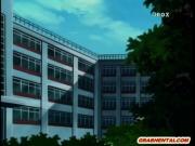 Bondage hentai coed dildoing her ass