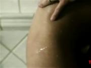 Dark haired teen gets pussy slammed under the shower